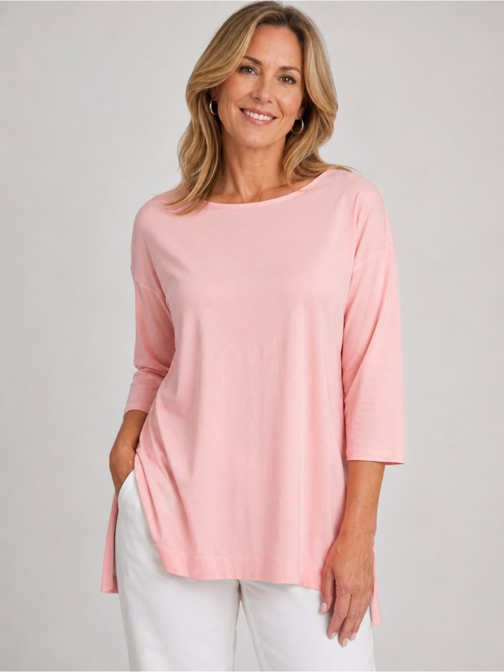 J.Jill Luxe Supima Ballet Sleeve Tunic Top Pink XS Soft Stretch Tee
